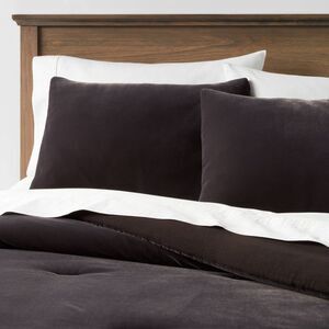 Threshold - Full/Queen Lustrous Velvet Comforter & Sham Set Bl Black